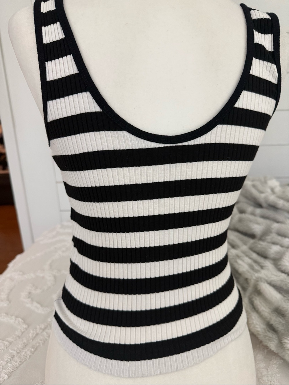 INTERMIX Black and White Striped Ribbed Tank - Picture 8 of 8